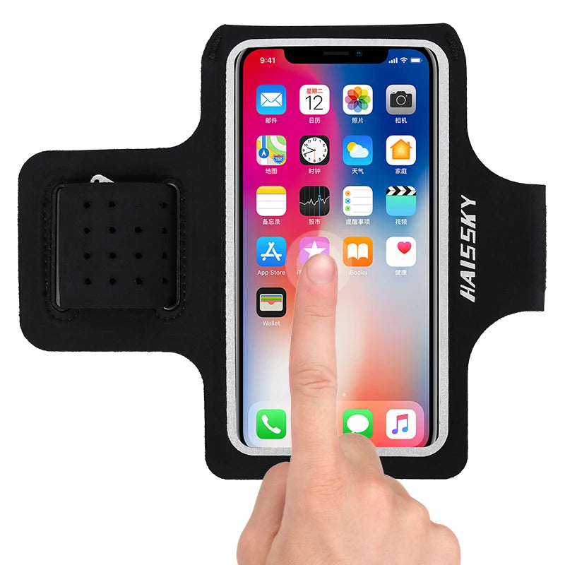Haissky Running Sport Phone Case on Hand Mobile Holder Brassard Arm Band Wrist Bag For iPhone 13 12 Pro Max XR 7 8 Plus Armbands