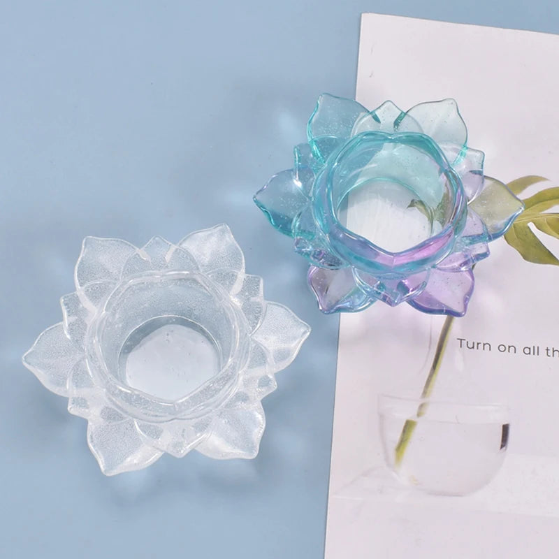 Lotus Storage Silicone Mold Big Flower Trinket Dish Blossom Ashtray Mold Floral Large Tray Making Flower Mold Epoxy Resin Crafts