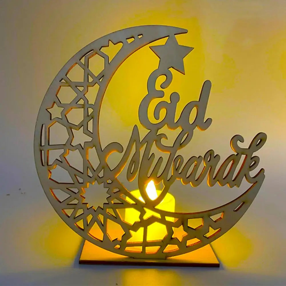 Eid Mubarak Decorations Muslim Wooden DIY LED Lamp For Home Decor Desktop Decoration Ornaments Muslim Ramadan Decoration