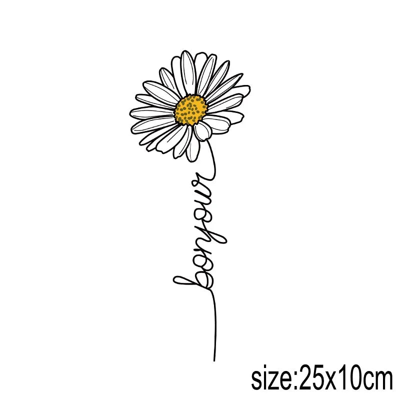 25x10cm Fashion Flowers Letters Iron On Patches For DIY Heat Transfer Clothes T-Shirt Thermal Stickers Decoration Printing