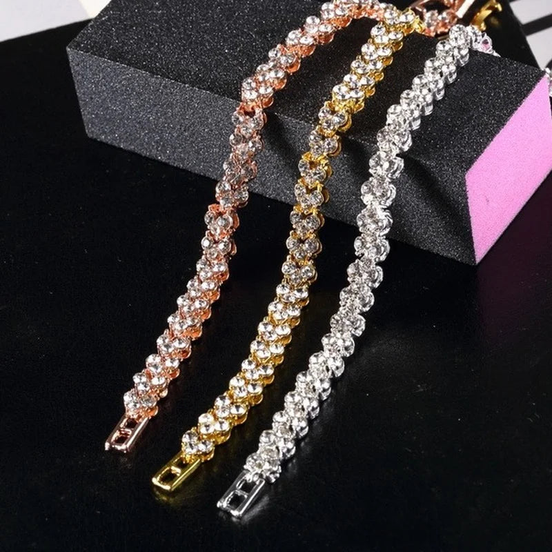 New Fashion Women's Crystal Diamond Bracelet Gold and Silver Rose Gold Bracelet Weight Loss Magnetic Therapy Bracelet
