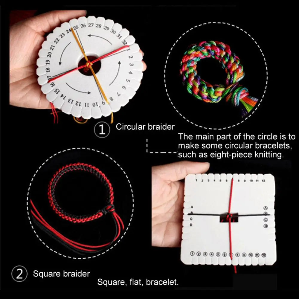 2 Pcs Round Square Kumihimo Beading Cord Disc/Disk Braiding Plate DIY Braided Rope Knot Handmade Craft DIY Jewelry Desgin Board