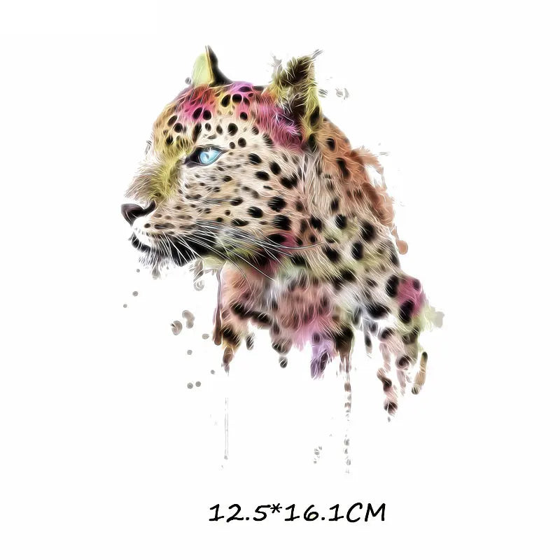 Iron on Tiger Lion Leopard Patches for Clothing DIY T-shirt Applique Heat Transfers Vinyl Stickers for Clothes Thermal Press H