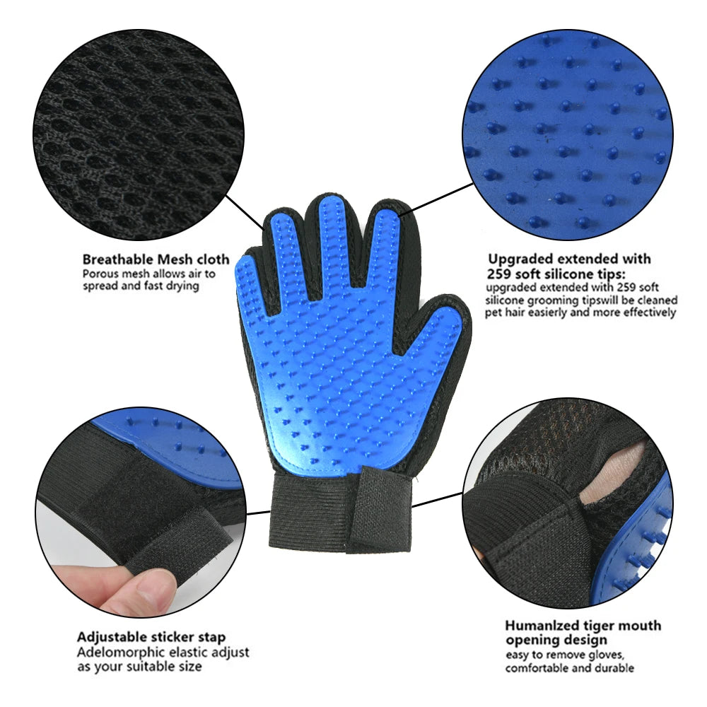 Dog Pet Grooming Glove Silicone Cats Brush Deshedding Hair Gloves Dogs Bath Cleaning Supplies Animal Combs by
