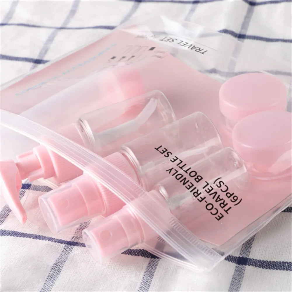 8/9/11Pcs/Set Travel Mini Cosmetic Bottle Face Cream Pot Spray Bottles Plastic Clear Empty Container Bottle Travel Portable