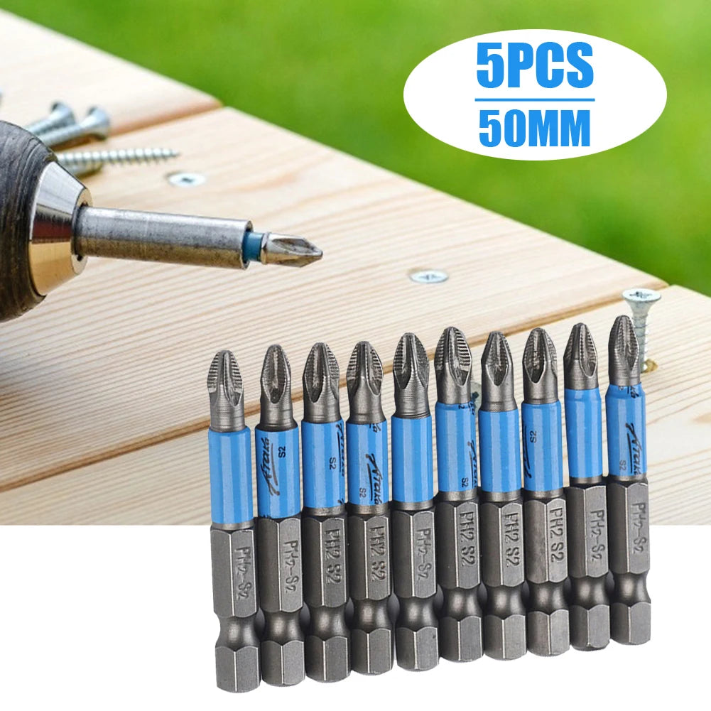 50mm PH2 S2 Cross Bit Drill Head Screwdriver Bits Anti Slip Electric Hex Shank Screwdriver Drill Bit Hand Tools
