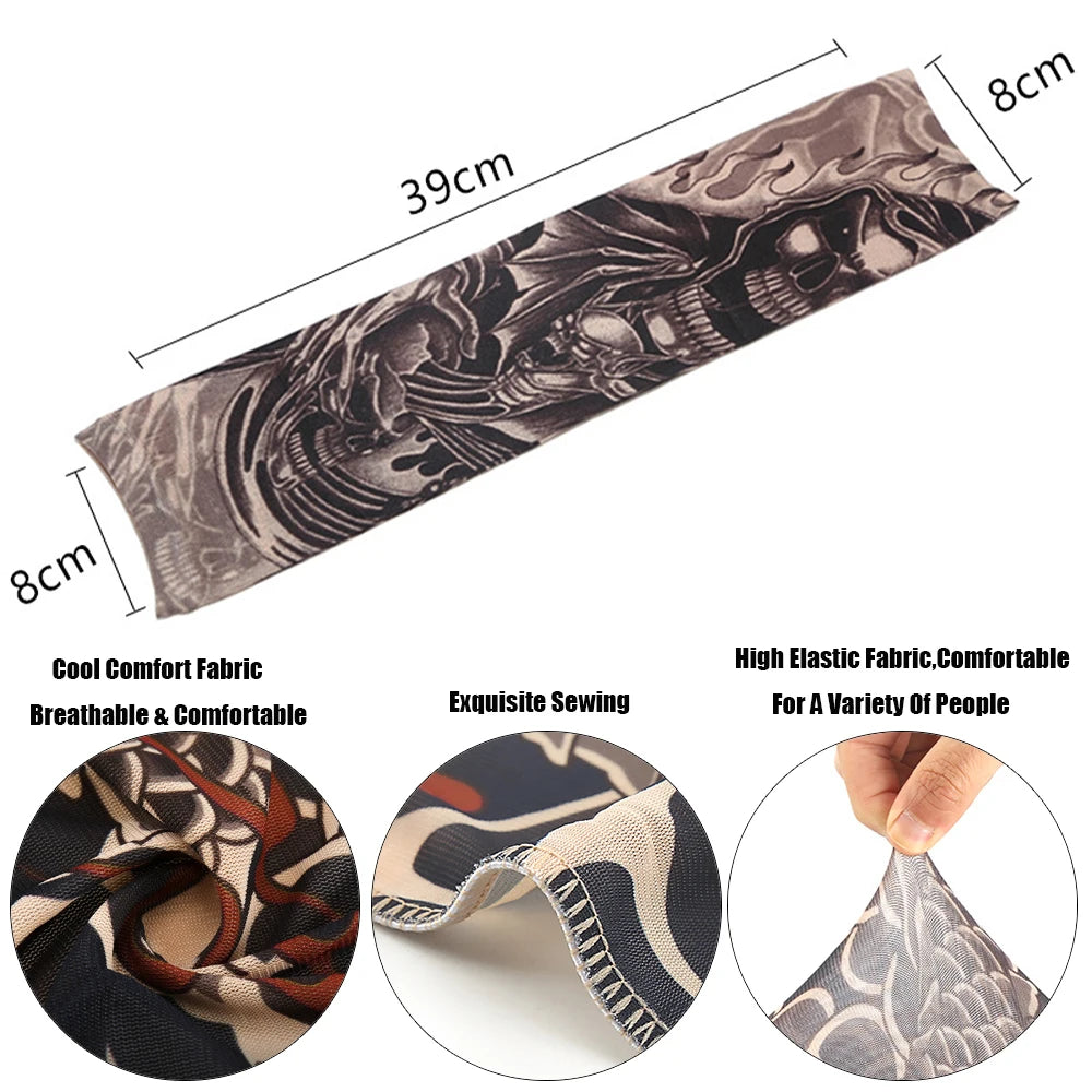 1PC Street Tattoo Arm Sleeves Sun UV Protection Arm Cover Seamless Outdoor Riding Sunscreen Arm Sleeves Glover For Men Women
