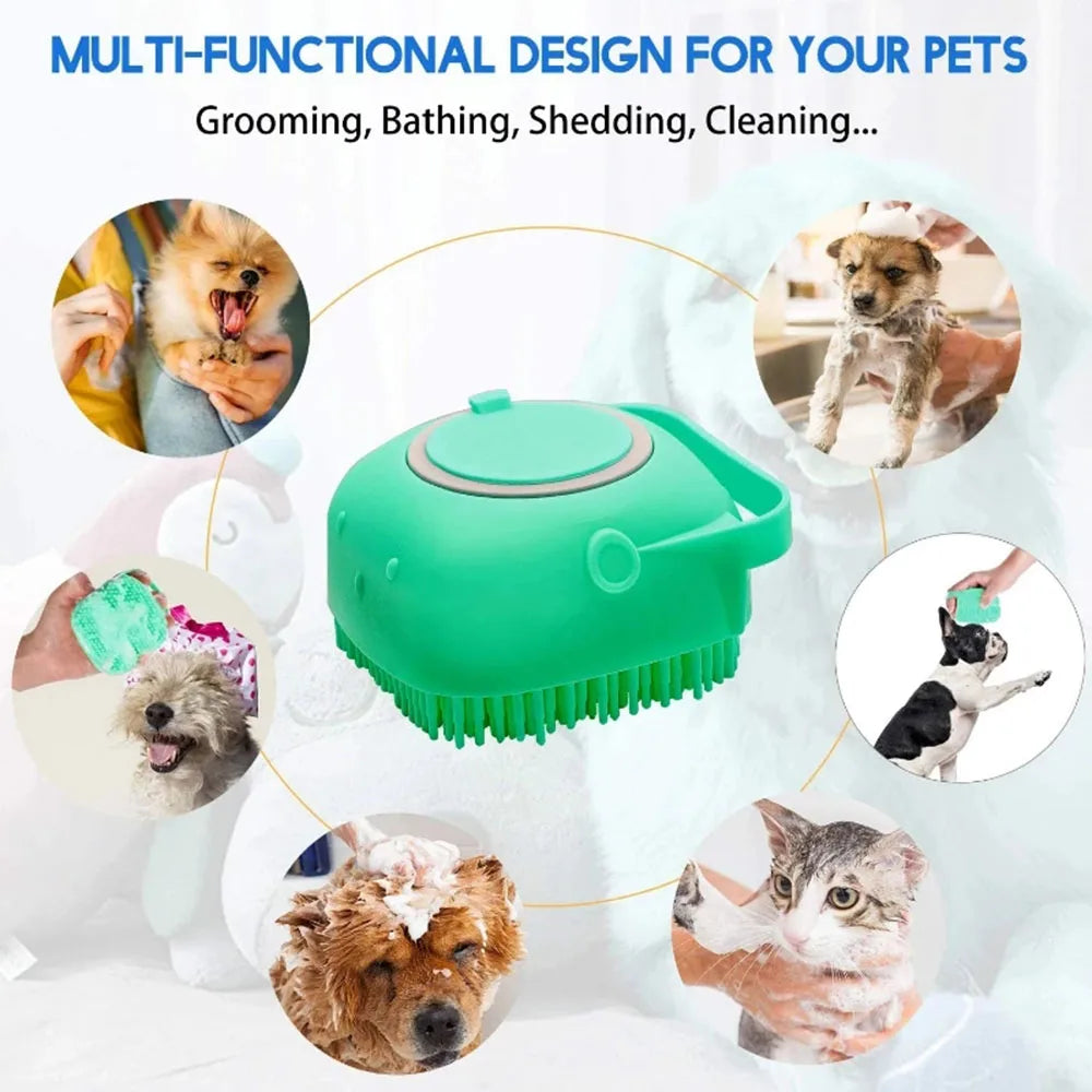 Pet Dog Shampoo Massager Brush Cat Massage Comb Grooming Scrubber Shower Brush for Bathing Short Hair Pets Soft Silicone Brush