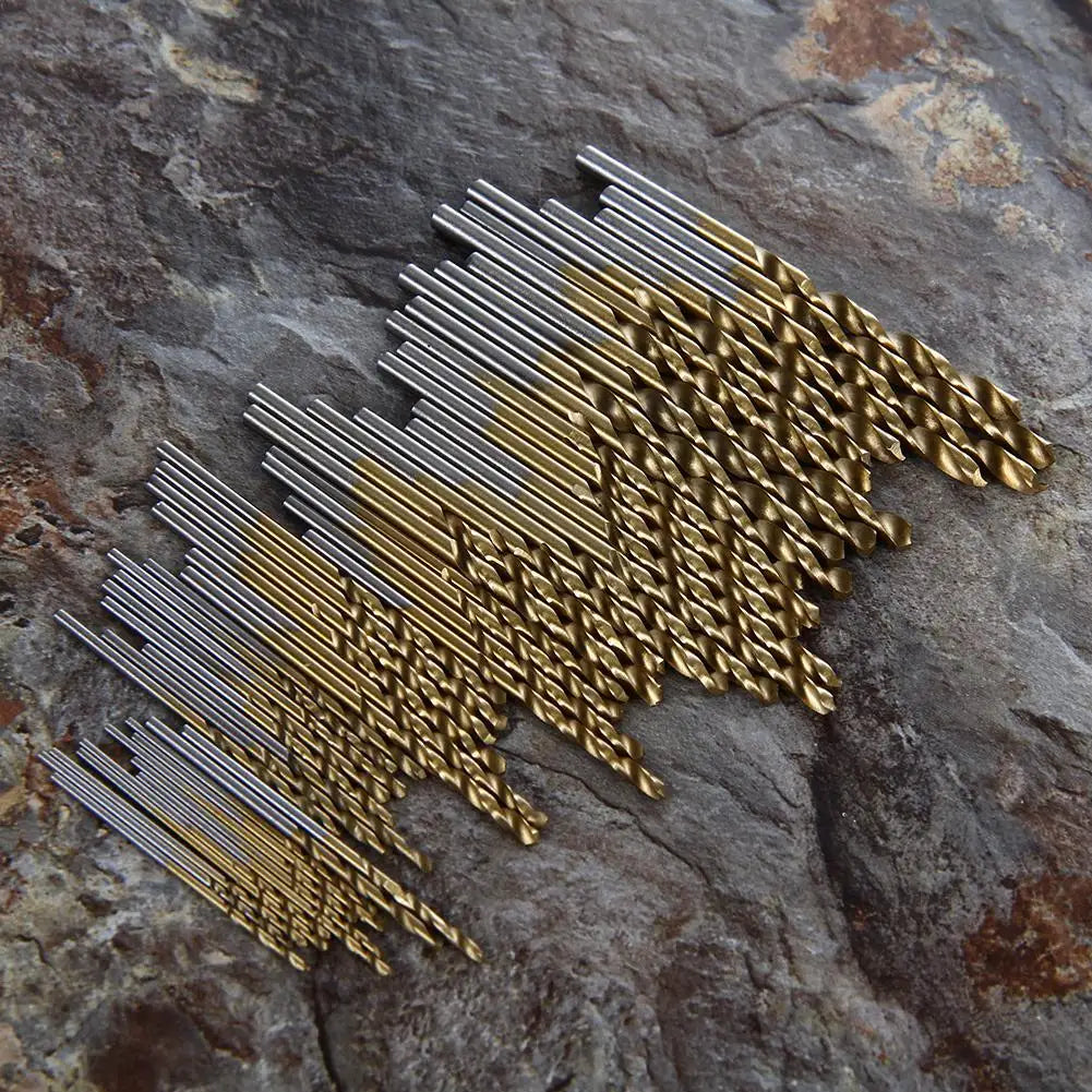 50/100Pcs Titanium Coated HSS High Speed Steel Drill Bit Set Metal Hole Grooving Drill Saw Carpenter Woodworking Tools brocas