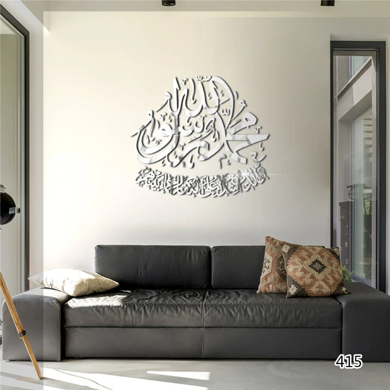 Ramadan Festival Acrylic Mirror Gold and Silver Wall Sticker Muslim Islam Eid G6DA
