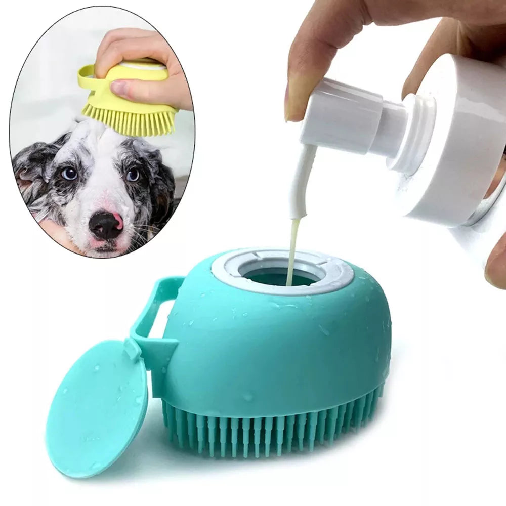 Pet Dog Shampoo Massager Brush Cat Massage Comb Grooming Scrubber Shower Brush for Bathing Short Hair Pets Soft Silicone Brush