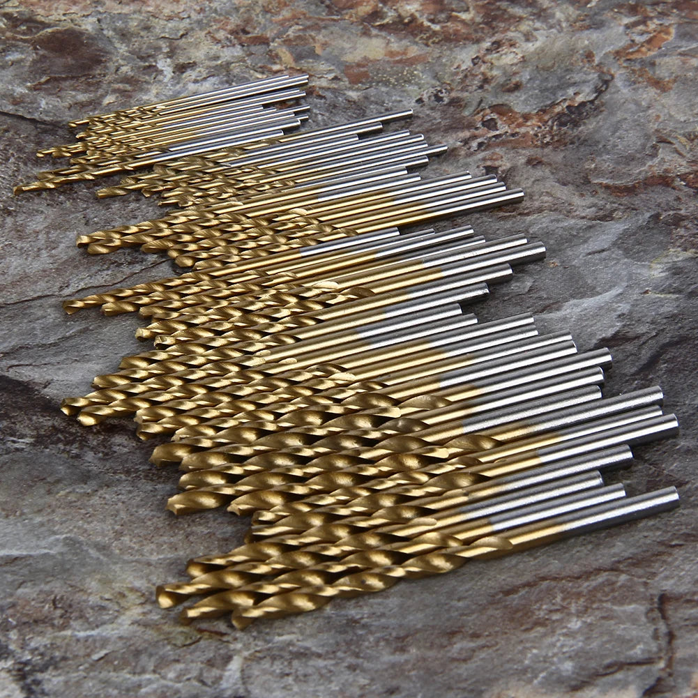 50/100Pcs Titanium Coated HSS High Speed Steel Drill Bit Set Metal Hole Grooving Drill Saw Carpenter Woodworking Tools brocas