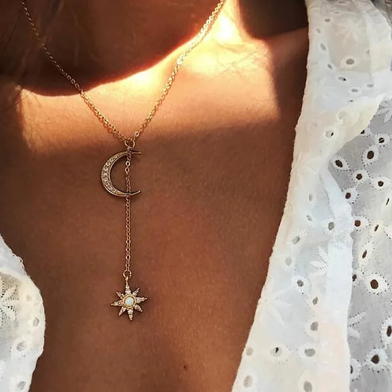 26 Styles Bohemian Multi layered Necklaces For Women Moon Cross Tree Star Pendant chains Statement Choker 2020 Boho Jewelry