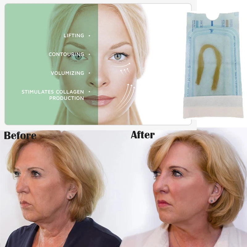 No Neddle Anti Aging Thread Lifting Face Line Carved Gold Essence Protein Skin Absored Lines Wrinkle Remove Care