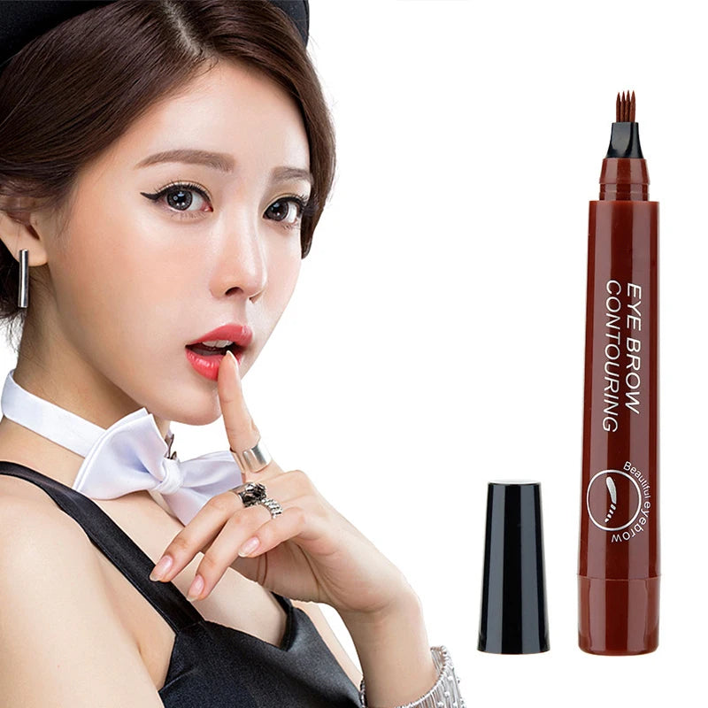 5Colors Long Lasting Brown Liquid Eyebrow Pen Waterproof 4 Fork Tip Eyebrow Tattoo Pencil Women Eye Cosmetic Beauty Makeup TSLM1