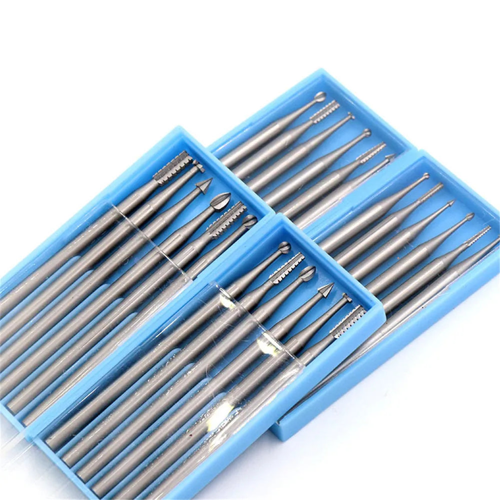 6pcs Microcarving Knife 2.35mm Diameter Burs Tungsten Steel Engraving Cutter Olive Core Carving Cutter Engraving Machine Set