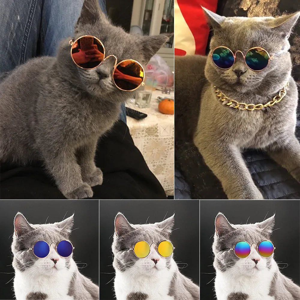 Dog Sunglasses Cat Pet Products Lovely Vintage Round Reflection Eye Wear Glasses For Small Dog Cat Pet Photos Props Accessories