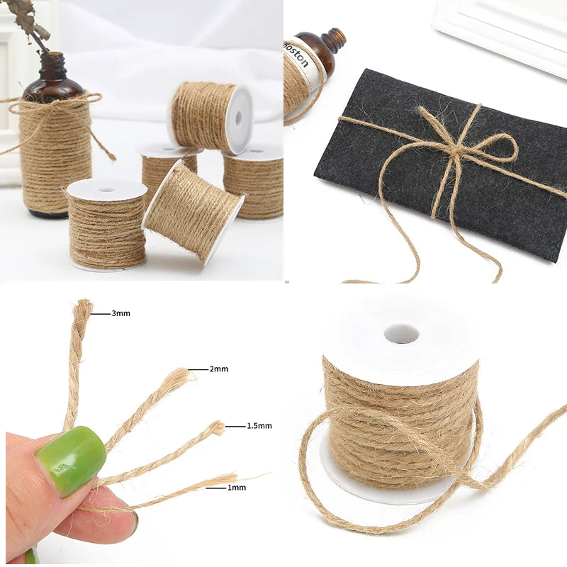 5-15m Natural Jute Twine Burlap String Hemp Rope Party Wedding Gift Wrapping Cords Thread DIY Scrapbooking Florists Craft Decor