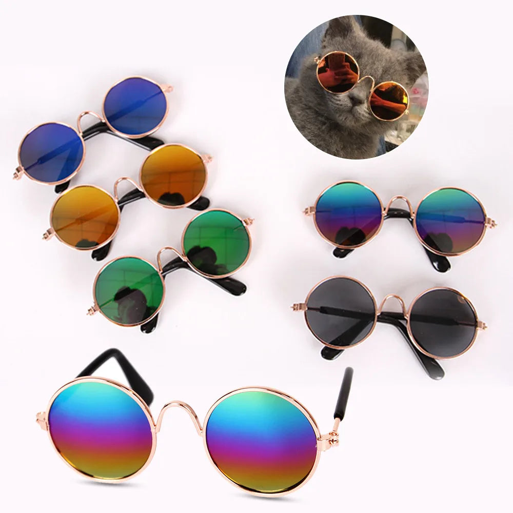 Dog Sunglasses Cat Pet Products Lovely Vintage Round Reflection Eye Wear Glasses For Small Dog Cat Pet Photos Props Accessories