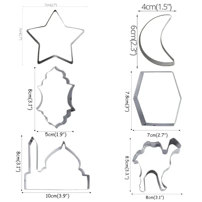 CYUAN EID MUBARAK Moon Star Biscuit Mold Cookie Cutters Set DIY Cake Baking Tools Ramadan Mubarak Ramadan Kareem Party Decor