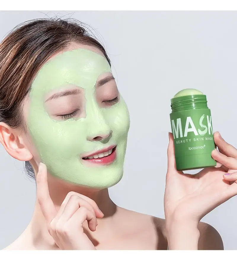 Green Tea Face Mask Purifying Solid Stick Mask Oil Control Anti-Acne Moisturizing Shrink Pores Cleansing Face Care Cleaning Mask