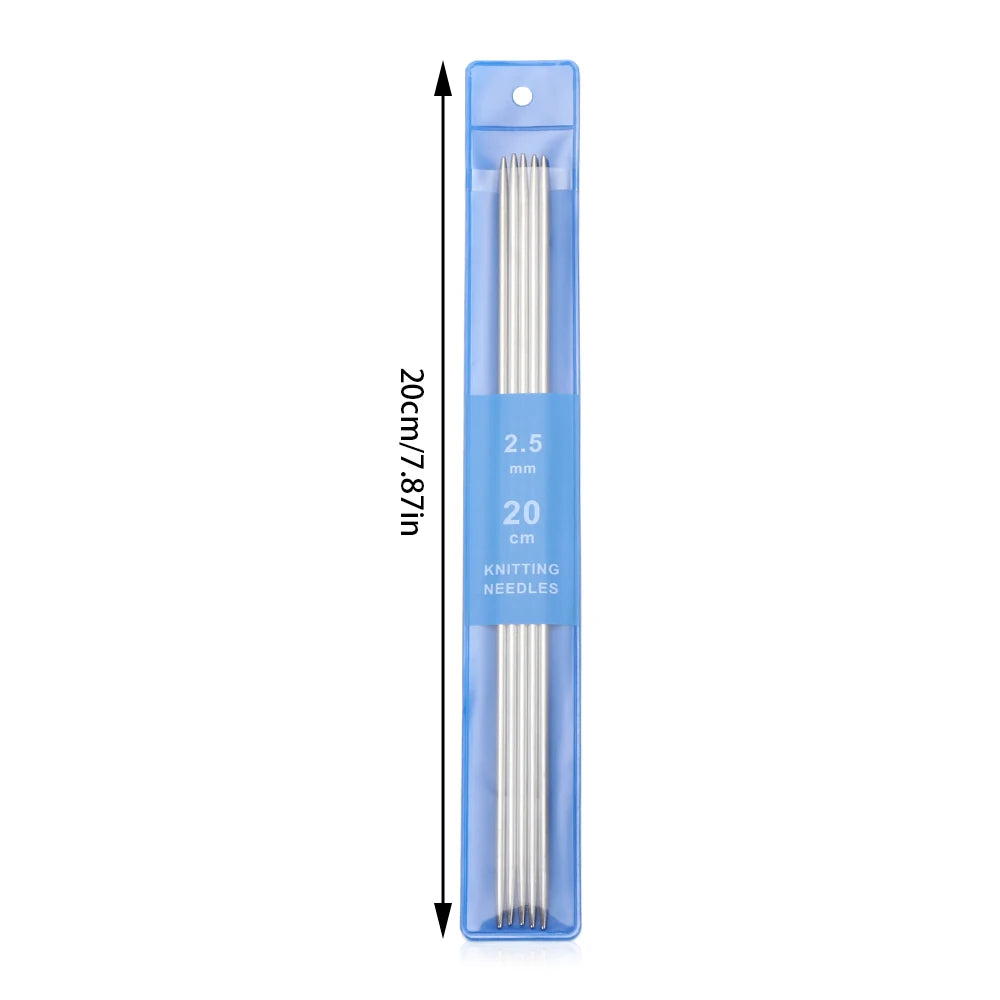 5Pcs/Set Stainless Steel Straight Knitting Needles DIY Sweater Weave Metal Crochet Hooks Diameter 2-5MM Sewing Craft Tools