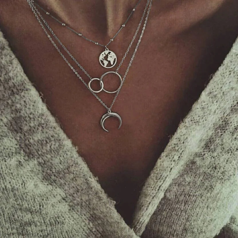 26 Styles Bohemian Multi layered Necklaces For Women Moon Cross Tree Star Pendant chains Statement Choker 2020 Boho Jewelry