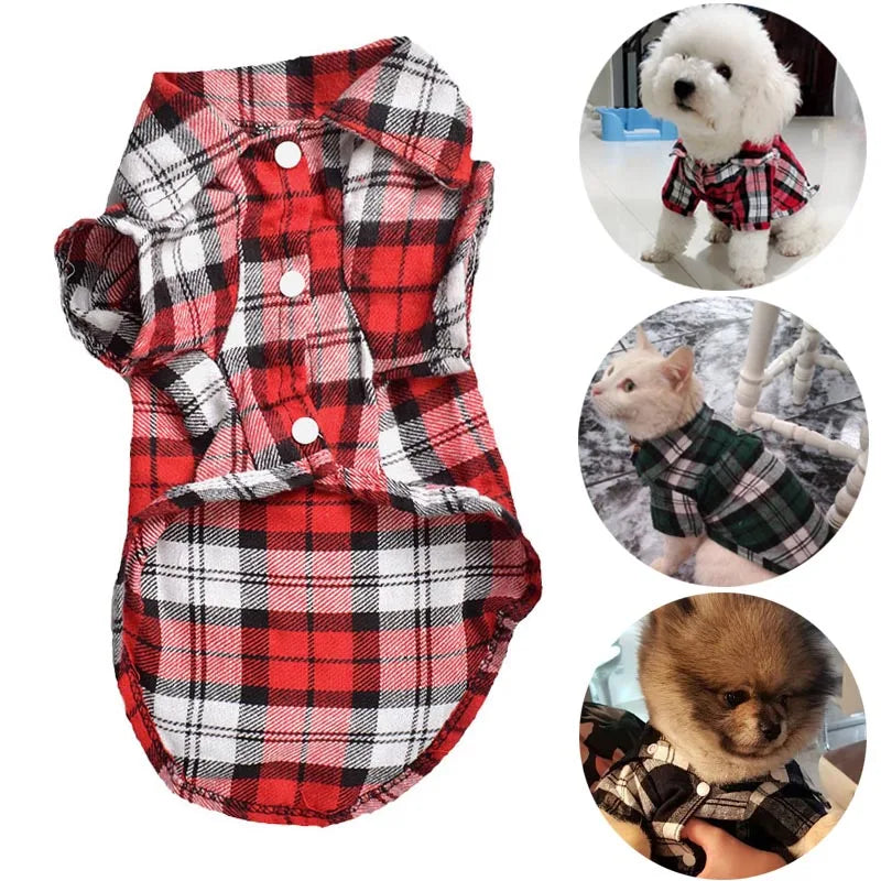 Fashion Pet Shirts Summer Classic Plaid Pet Dog Clothes for Small Dogs French Bulldog Puppy Dog t-Shirt for Dogs Pets Clothing