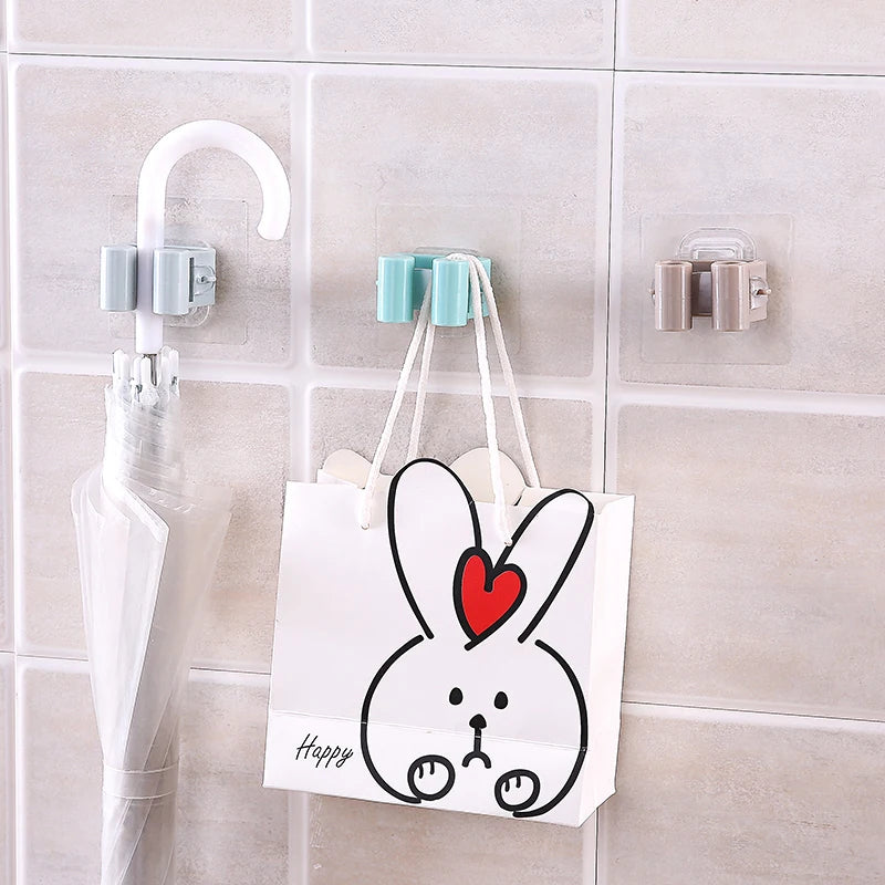 7x7cm Wall-mounted Mop Sturdy Household Bathroom Hook Rack Strong Suction Nailless Seamless Storage Broom Mop Rack TSLM1