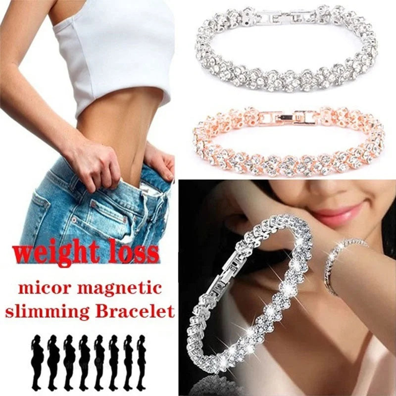 New Fashion Women's Crystal Diamond Bracelet Gold and Silver Rose Gold Bracelet Weight Loss Magnetic Therapy Bracelet