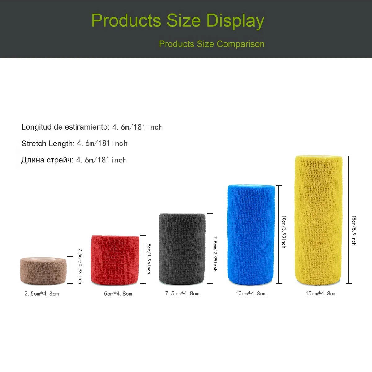 4.8m Colorful Sport Self Adhesive Elastic Bandage Wrap Tape Elastoplast For Knee Support Pads Finger Ankle Palm Shoulder