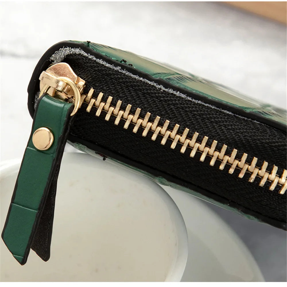 Women Slim Business Card Holder Pu Leather Credit Card Wallet Bag Zipper Credit/id/bank Card Holder Case Coin Purse billetera