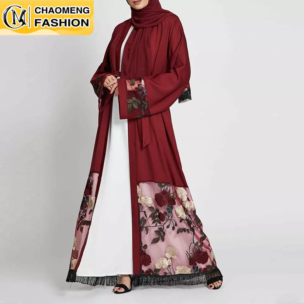 Middle East Ramadan New Kimono Embbroidery Arab Cardigan Kaftan Islamic Clothing Muslim Fashion Women Dresses Open Abaya Dubai