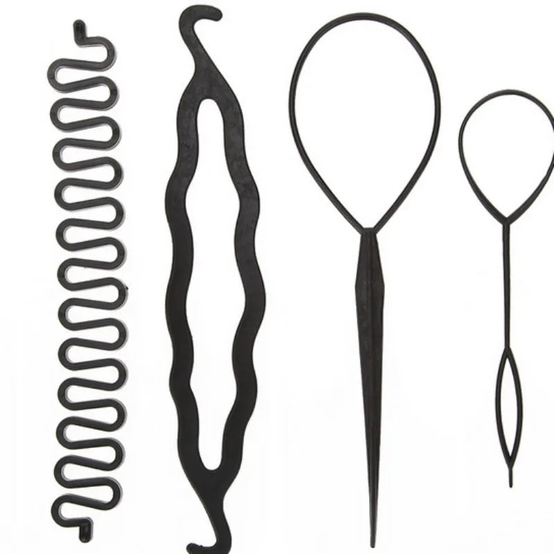 4 Pcs/set Multi-style Women Hair Twist Styling Clip Stick Maker DIY Hair Braiding Tools Hair Accessories Braider DIY Hairstyle