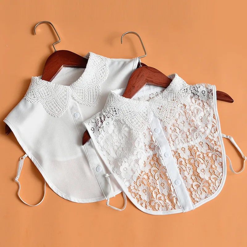 New Women White Fake Collar Detachable Cotton Lace Shirt Collar Ladies False Blouse Collar Half Shirt Lapel Clothes Accessories