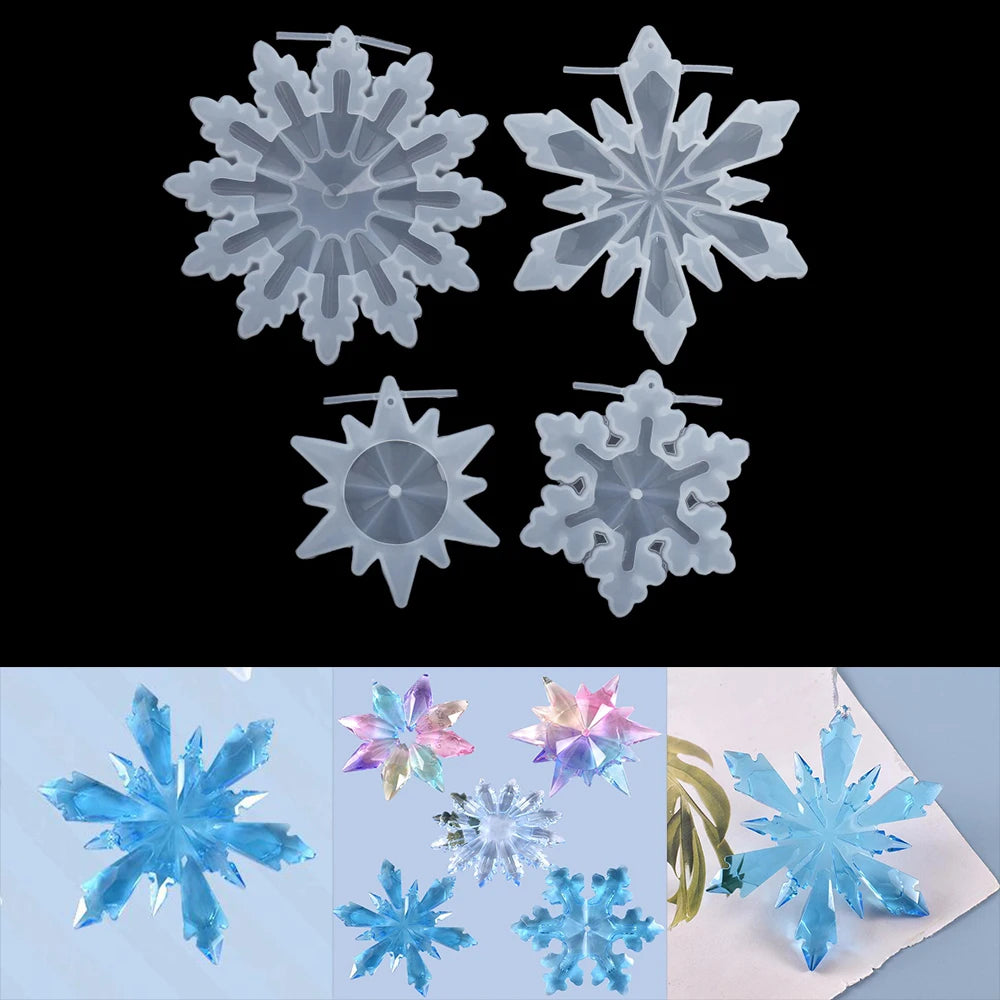 1Pcs Snowflake Pendant Silicone Mold Christmas Snowflake Resin Mould for DIY Epoxy Resin Key Chain Jewelry Making Accessories