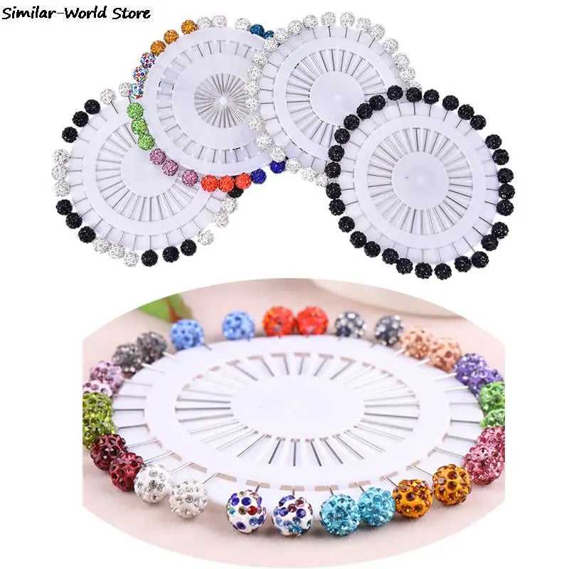 12/30Pcs Fashion Crystal Ball Brooch Pin Muslim Hijab Scarf Pins Scarf Clip Wedding Pin For Women Hijab Pins With Hat