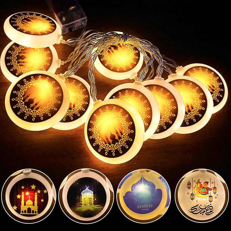 2m 10Led Eid Mubarak Led Light String Star Moon Night Light Islamic Muslim Festival Decorations Home Ramadan Kareem Ornament
