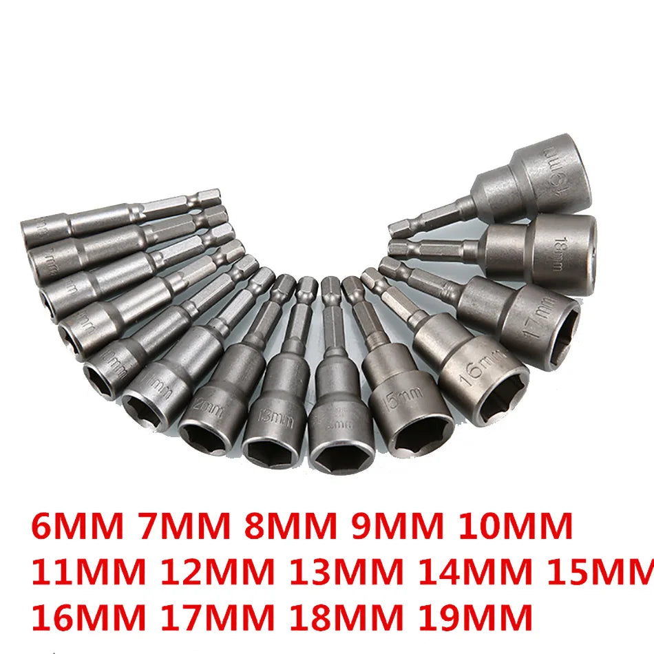 1pc Quick Release Magnetic Screwdriver Bit Converter 6mm-19mm Bit Holder 1/4" Hex Sleeve Shank Electric Holders Transform Joint