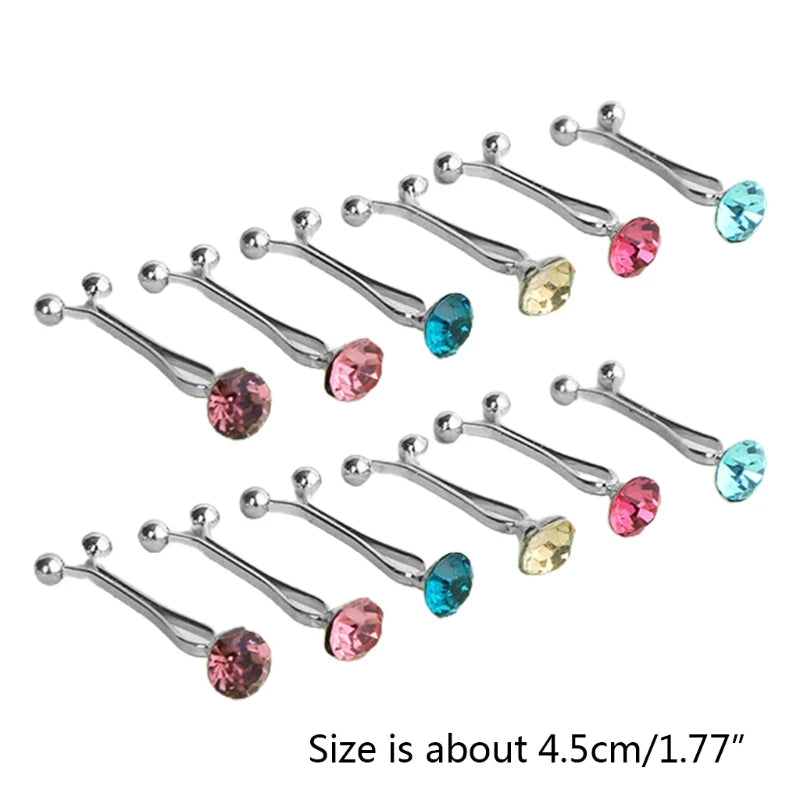 12Pcs/Set Multicolor Rhinestone Muslim Hijab Scarf U Clips Islamic Headscarf Shawl Ethnic Abaya Safey Brooch Pins