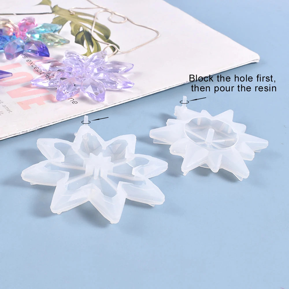 1Pcs Snowflake Pendant Silicone Mold Christmas Snowflake Resin Mould for DIY Epoxy Resin Key Chain Jewelry Making Accessories
