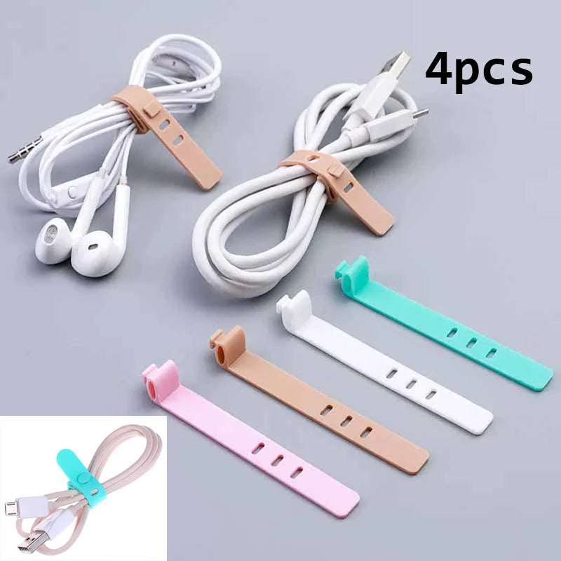 4Pcs Silica Gel Cable Winder Earphone Protector USB Phone Holder Accessory Packe Organizers Creative Travel Accessories