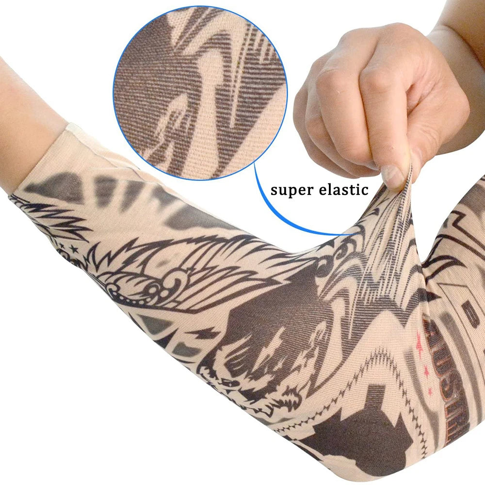 1PC Street Tattoo Arm Sleeves Sun UV Protection Arm Cover Seamless Outdoor Riding Sunscreen Arm Sleeves Glover For Men Women