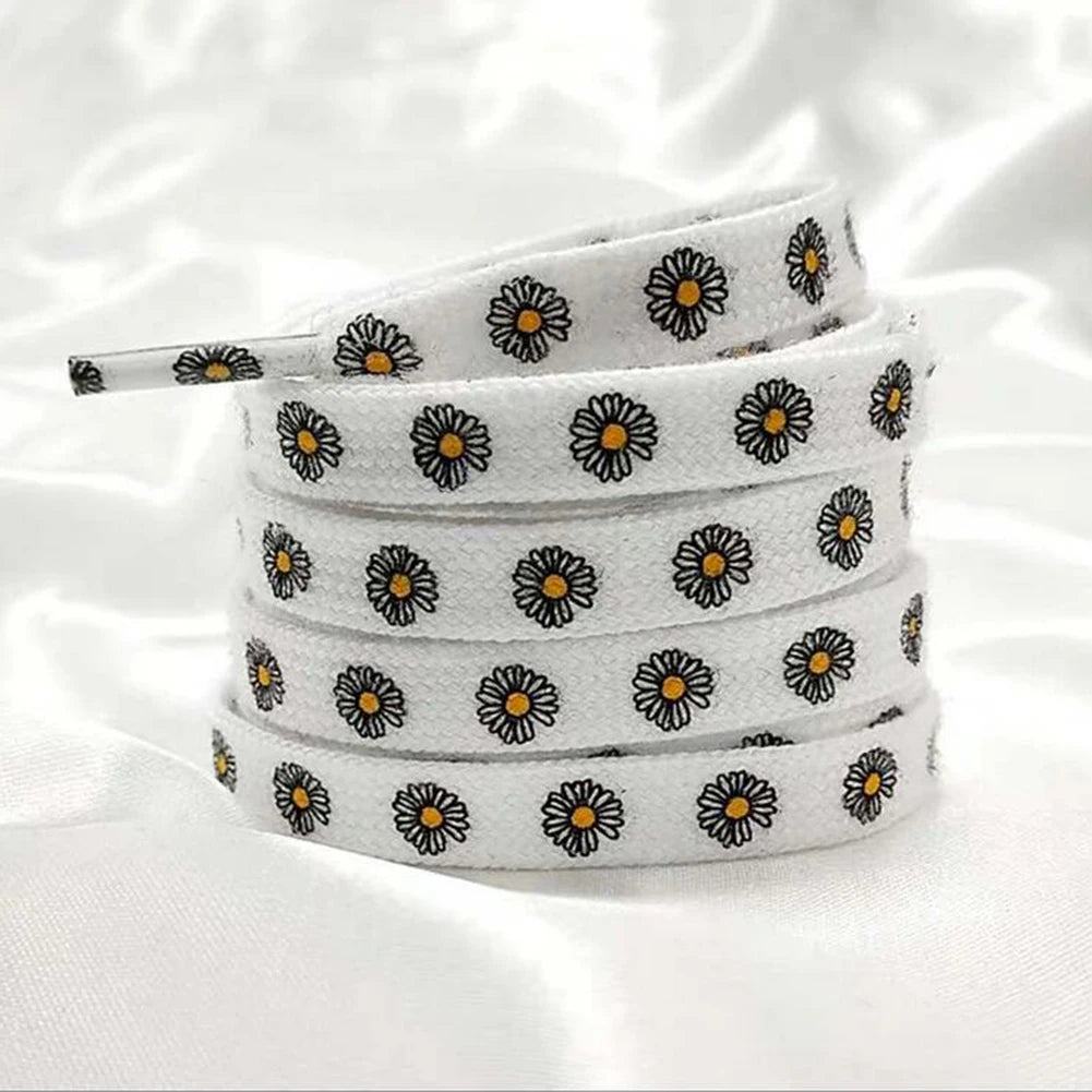 Little Daisies Shoelaces Cartoon Printing Fashion Unisex Flat Shoe laces High-top Canvas Sneakers Shoelace AF1 Sports Shoelaces