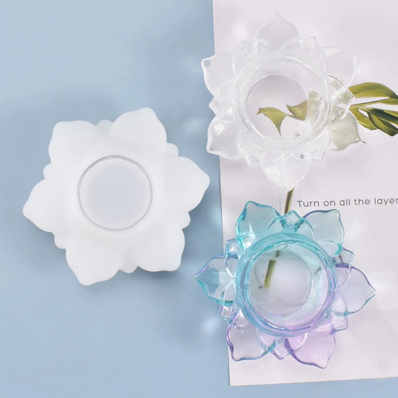 Lotus Storage Silicone Mold Big Flower Trinket Dish Blossom Ashtray Mold Floral Large Tray Making Flower Mold Epoxy Resin Crafts