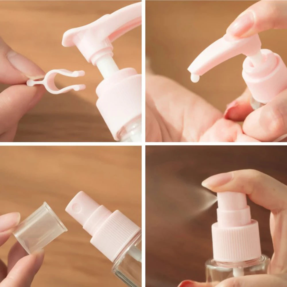 8/9/11Pcs/Set Travel Mini Cosmetic Bottle Face Cream Pot Spray Bottles Plastic Clear Empty Container Bottle Travel Portable