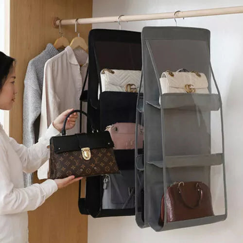 Maximum supplier 6 Pocket Folding Hanging Handbag Storage Holder Organizer Rack Hook Hanger