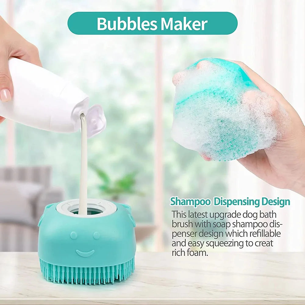 Pet Dog Shampoo Massager Brush Cat Massage Comb Grooming Scrubber Shower Brush for Bathing Short Hair Pets Soft Silicone Brush