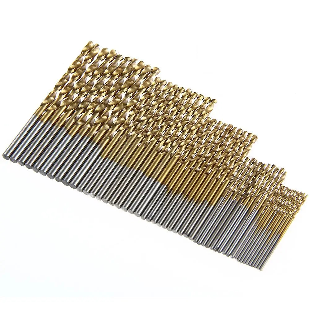 50/100Pcs Titanium Coated HSS High Speed Steel Drill Bit Set Metal Hole Grooving Drill Saw Carpenter Woodworking Tools brocas