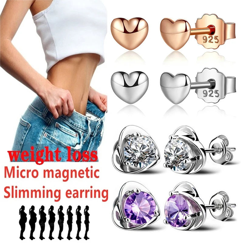 1 Pair Magnetic Slimming Earrings Weight loss Body Relaxation Massage Slim Ear Studs Patch Health Jewelry Girls Women Best Gift